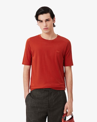 남성 실크 피케 슬림 크루넥 티셔츠