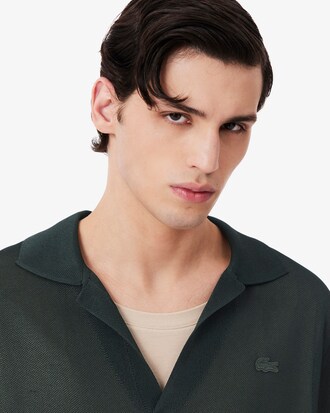 남성 샤이니 허니콤 피케 슬림 니트 폴로