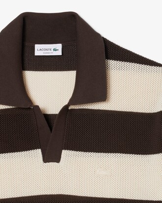 볼드 스트라이프 반팔 폴로 스웨터