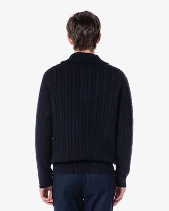 케이블 반집업 와이드 카라 풀오버