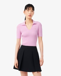 3D 립조직 오픈카라 스웨터