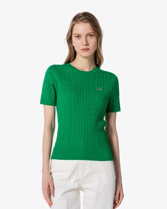 케이블 반팔 크루넥 풀오버