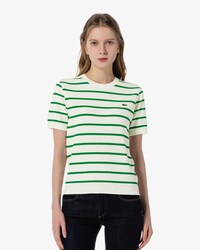 스트라이프 반팔 스웨터